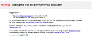 ... , sees a message warning that “This site may harm your computer