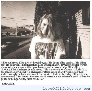 Kurt Cobain quote on being an American male