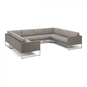 Dune 3 Piece Sectional Sofa with Sunbrella Taupe Cushions