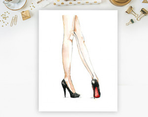 Christian louboutin heels illustrat ion fashion wall art print shoes ...