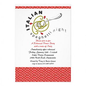 Italian Spaghetti Rehearsal Dinner Invitation