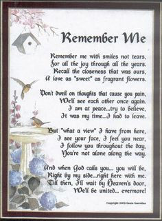 Poem remember me.. How i miss my family and lost ones!!