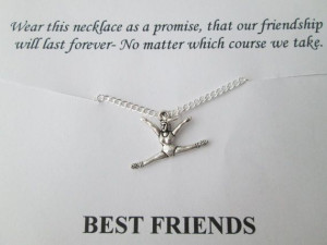 Gymnastics, Best Friend Necklace- Friendship Quote Card