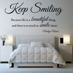 KEEP-SMILING-MARILYN-MONROE-Wall-Sticker-life-beautiful-quote-bedroom ...