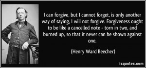 but I cannot forget, is only another way of saying, I will not forgive ...