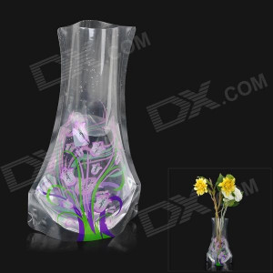 Romantic Creative Tulip Pattern PVC Folding Vase Black Green