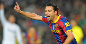 Xavi goal celeb Barcelona v Real Madrid El Clasico