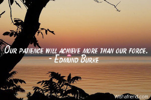 patience-Our patience will achieve more than our force.