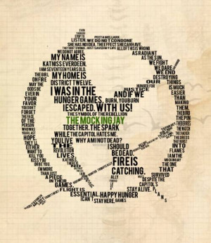 ... sayings from The Hunger Games series put into a shape of a Mockingjay