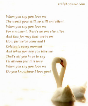 When you say , you love me