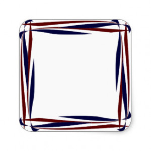 Red White and Blue Square Frame Sticker