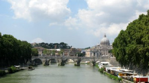 River Tiber With Bridge...