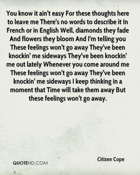 Citizen Cope - You know it ain't easy For these thoughts here to leave ...