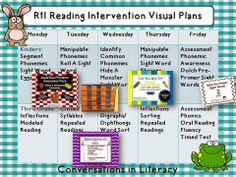 RtI Reading Intervention Visual Plans and Resources More