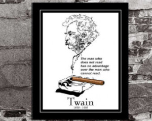 Mark Twain Smoking Cigar - Author W riter Inspired - Movie Art Poster ...