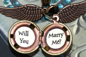 Harry Potter Golden Snitch Will You Marry Me Necklace Steampunk