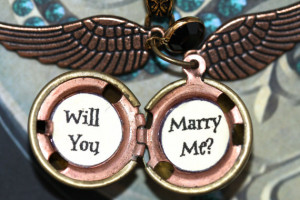 Harry Potter Golden Snitch Will You Marry Me Necklace Steampunk