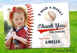 Baseball Favor Tags or Thank You Card personalized by customaed, $9.00
