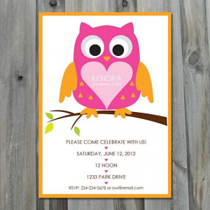 Owl Birthday Party or Baby Shower Invitation - Personalized, DIY ...