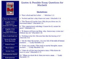 Macbeth: Quotes and Essay Questions Quotes & Possible Essay Questions ...