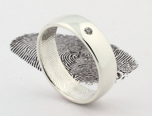 2mm Fingerprint Ring Sterling Silver ----Custom Wedding or Commitment ...