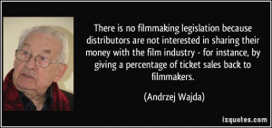There is no filmmaking legislation because distributors are not ...