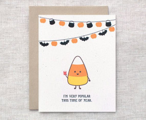 Halloween Card Funny & Cute Candy Corn Kawaii by HappyDappyBits, $4.00