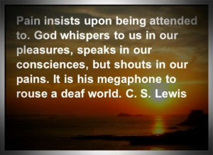 ... in our pains it is his megaphone to rouse a deaf world c s lewis
