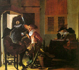 Soldiers beside a Fireplace , 1632, oil on wood. Philadelphia Museum