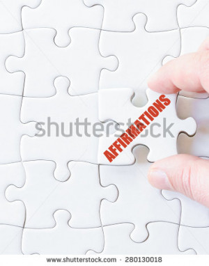 Last puzzle piece with word AFFIRMATIONS. Concept image - stock photo