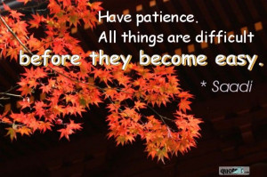 ... patience. All things are difficult before they become easy.” - Saadi
