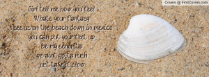 your fantasyI see us on the beach down in mexicoyou can put your feet ...