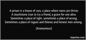 prison is a house of care, a place where none can thrive;A touchstone ...