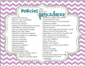 Classroom Policies and Procedures