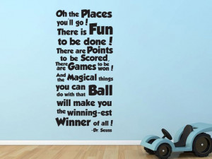 ... Oh the places you'll go Dr Seuss quote wall decal. $34.00, via Etsy