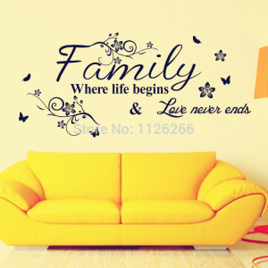 Wall Sticker Quotes Family Where Life Begins and Love Never Ends Vinyl ...