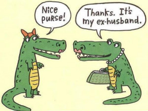 Funny Alligator Ex-Husband Purse Cartoon Picture