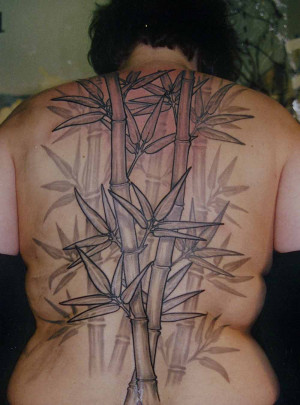 Tattoos.so » 3D Bamboo Tattoo on Woman’s Back