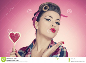 Retro collection: Valentine's day with pin up girl.