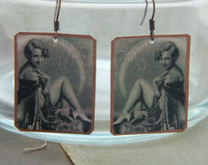 ... Girl earrings Ziegfeld Follies Doris Eaton Travis mixed media jewelry