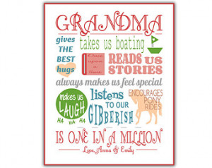 ... Grandma Print, love grandma, from grandchildren, meaningful word art