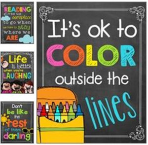 Chalkboard Colorful Classroom Poster Quotes - 27 Classroom Poster Sets ...