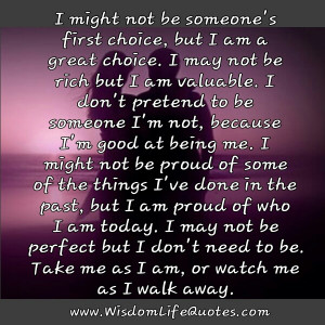 take me as i am or watch me walk away