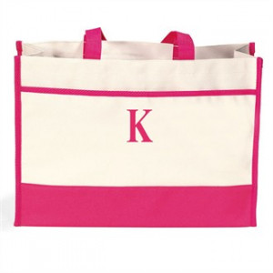 Hot Pink and Natural Personalized Tote Bag