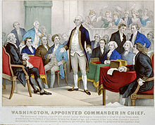 Currier and Ives depiction of Washington accepting his Continental ...
