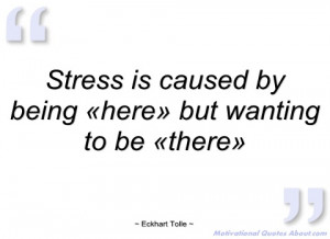 stress is caused by being «here» but eckhart tolle
