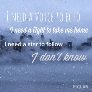 voice to echo I need a light to take me home I need a star to follow ...