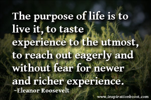 The purpose of life is to live it, to taste experience to the utmost ...