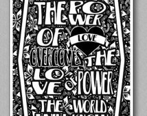 Jimi Hendrix Quote Art Print When t he power of love SilkScreen Print ...