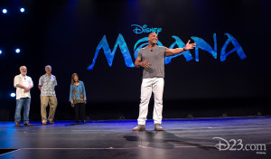 photo of Osnat Shurer, Ron Clements John Musker with Dwayne 